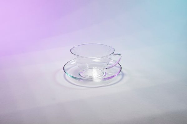 Glass Cup & Saucer Wide